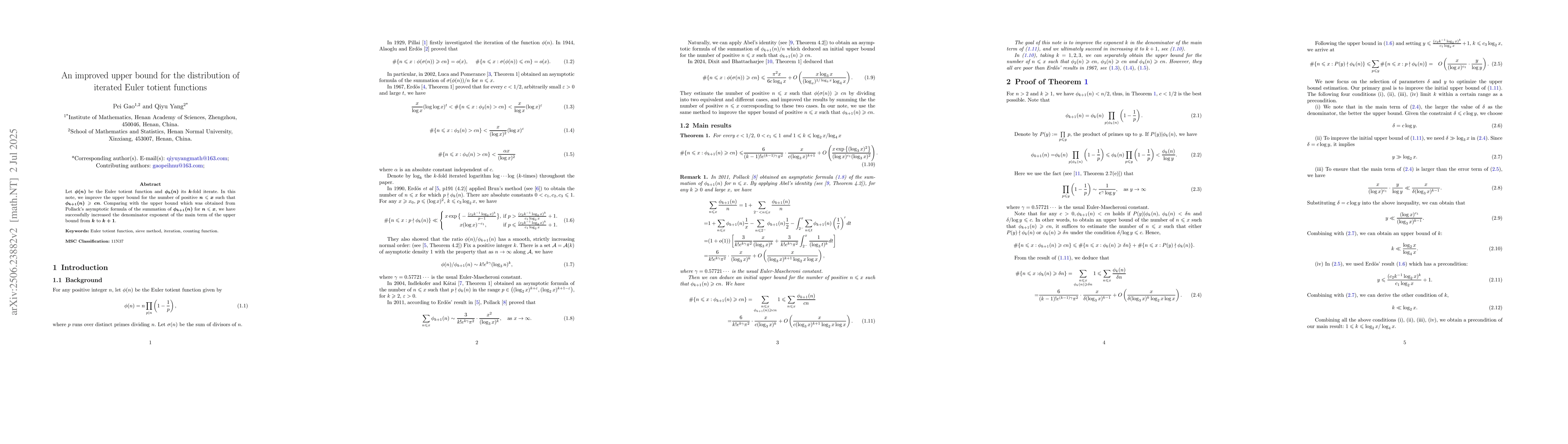 Thumbnail for An improved upper bound for the distribution of iterated Euler totient
  functions