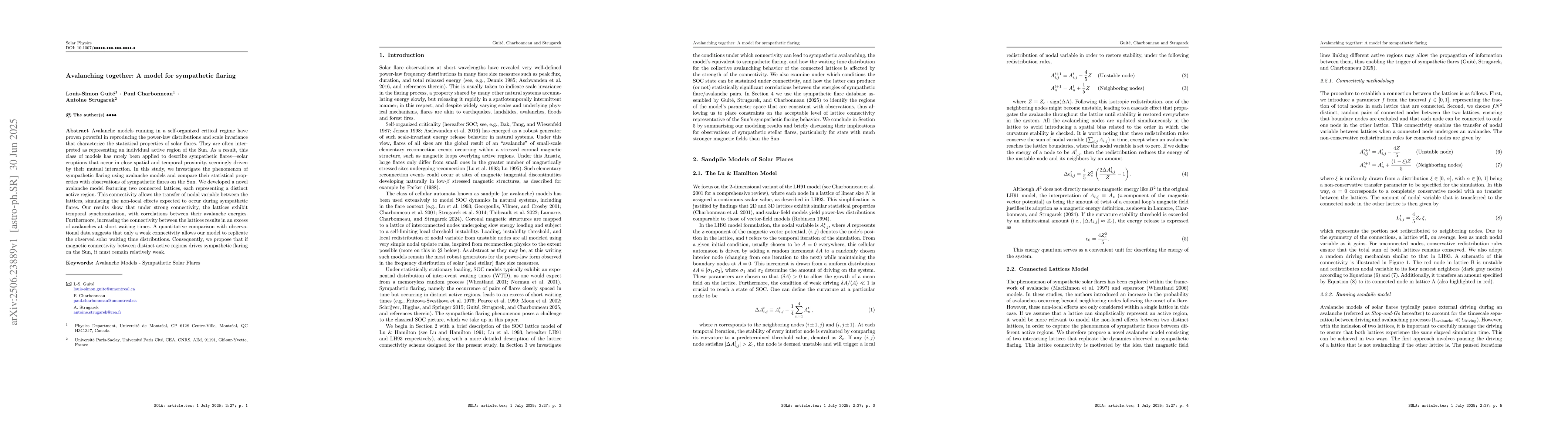 Thumbnail for Avalanching together: A model for sympathetic flaring
