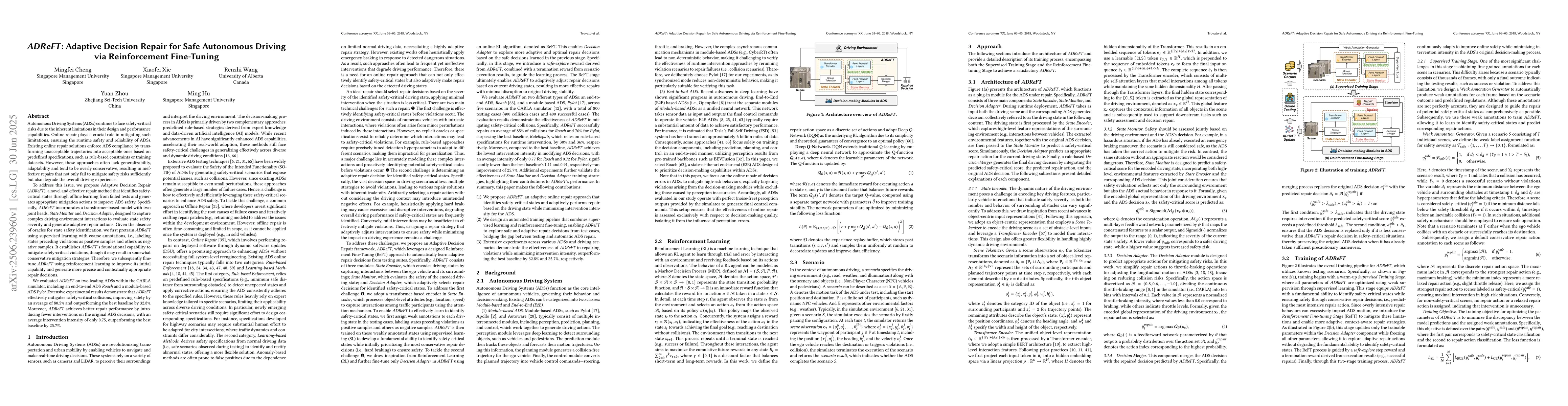 Thumbnail for ADReFT: Adaptive Decision Repair for Safe Autonomous Driving via
  Reinforcement Fine-Tuning