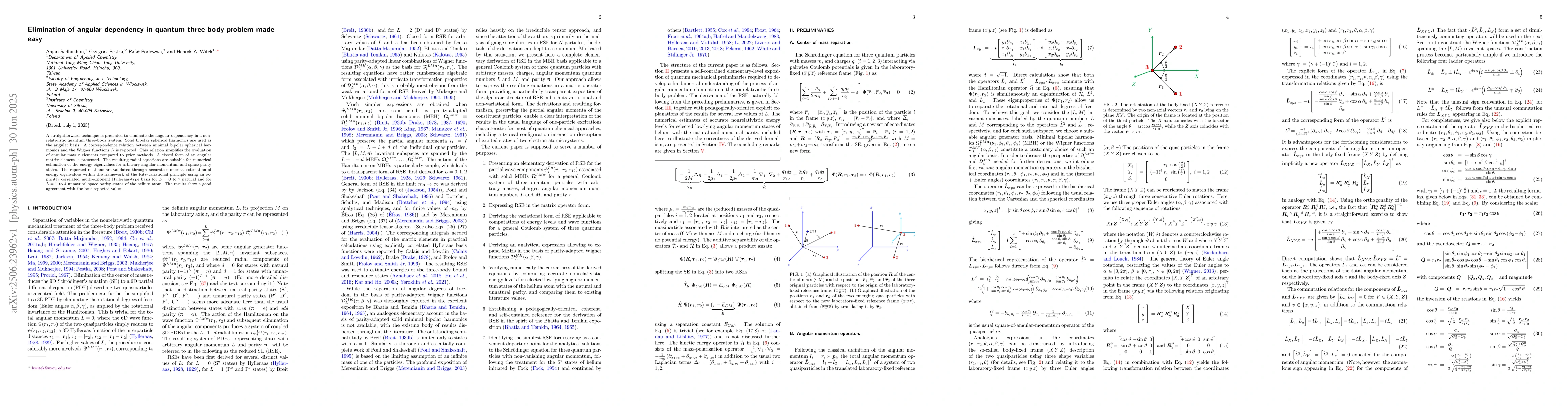 Thumbnail for Elimination of angular dependency in quantum three-body problem made
  easy