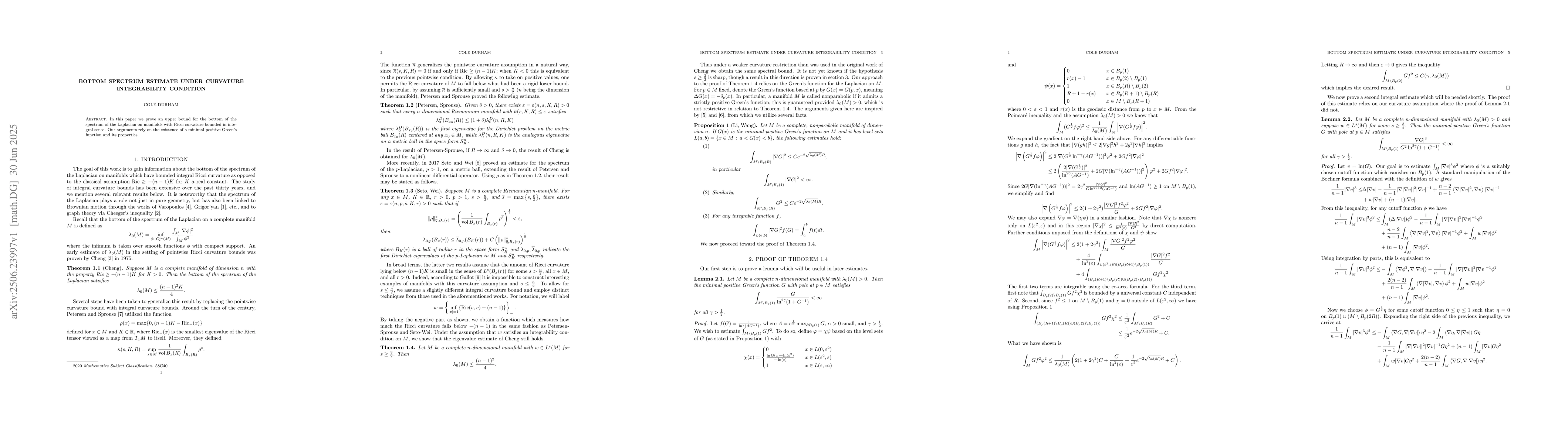 Thumbnail for Bottom Spectrum Estimate Under Curvature Integrability Condition