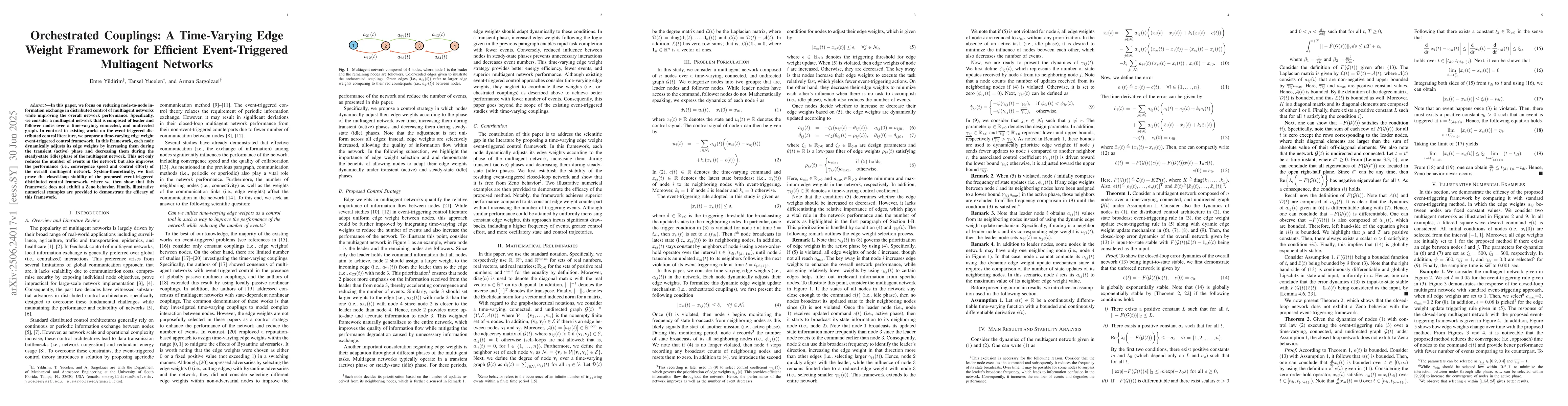 Thumbnail for Orchestrated Couplings: A Time-Varying Edge Weight Framework for
  Efficient Event-Triggered Multiagent Networks