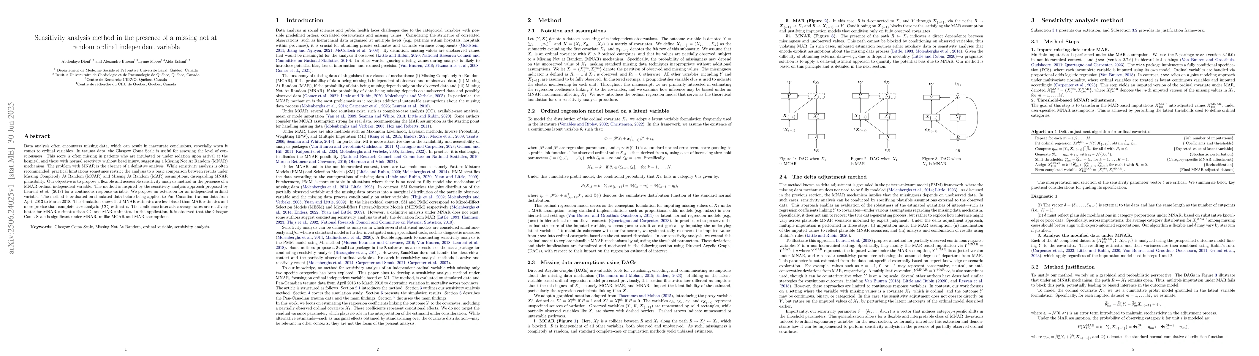Thumbnail for Sensitivity analysis method in the presence of a missing not at random
  ordinal independent variable
