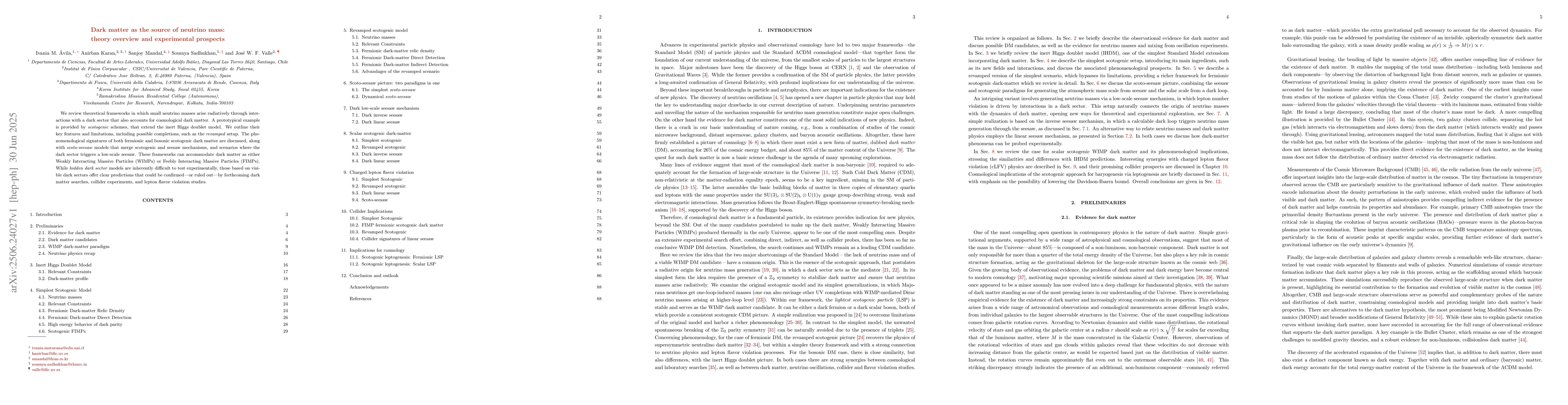 Thumbnail for Dark matter as the source of neutrino mass: theory overview and
  experimental prospects