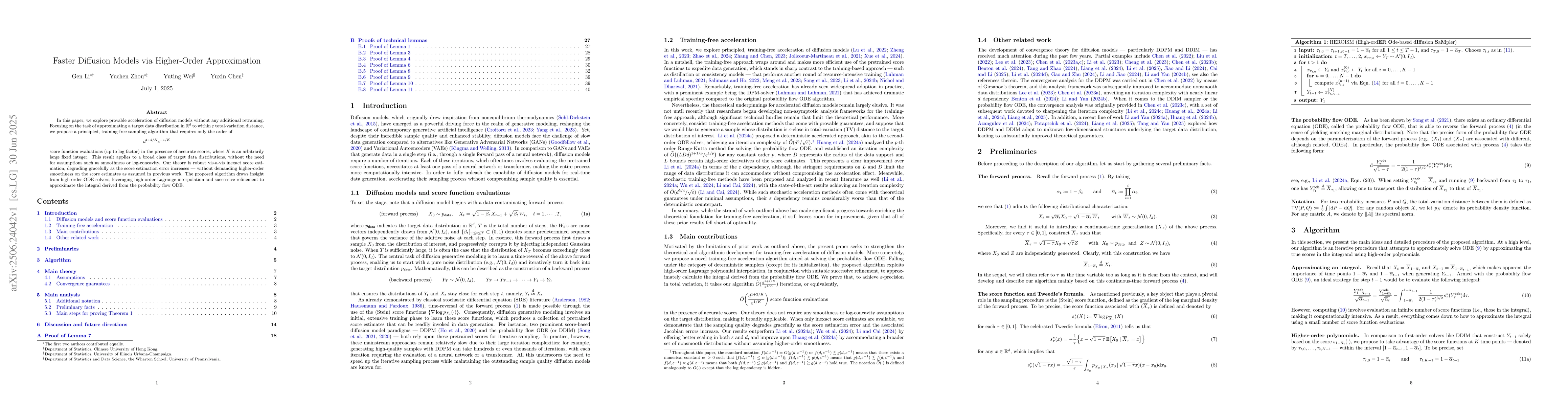 Thumbnail for Faster Diffusion Models via Higher-Order Approximation