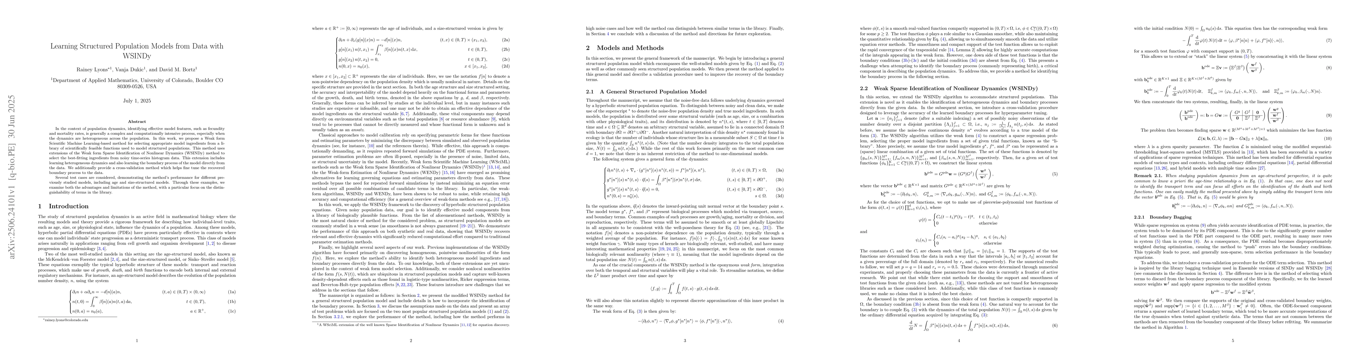 Thumbnail for Learning Structured Population Models from Data with WSINDy