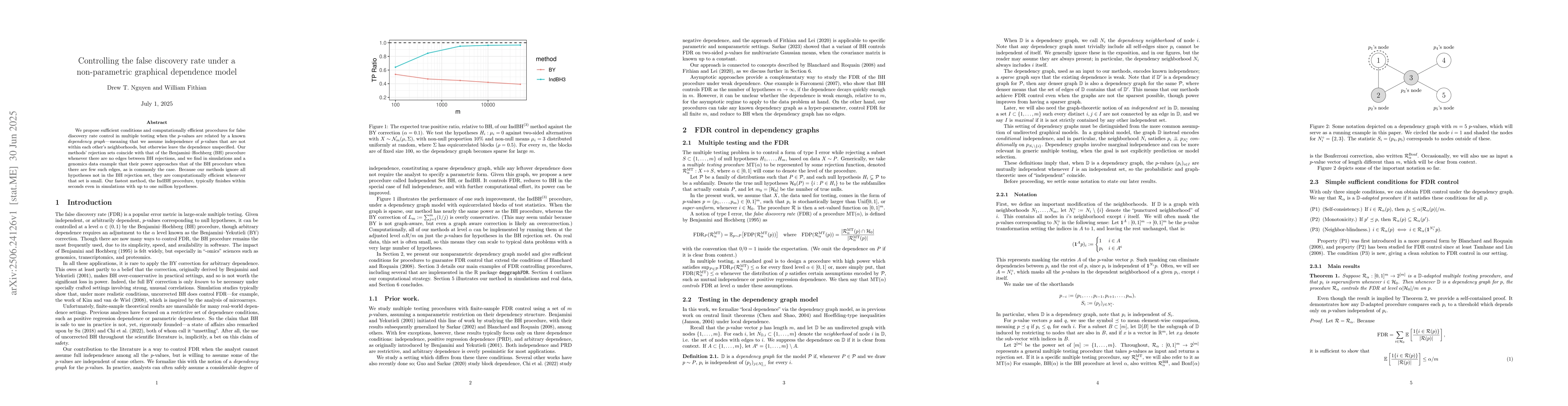 Thumbnail for Controlling the false discovery rate under a non-parametric graphical
  dependence model