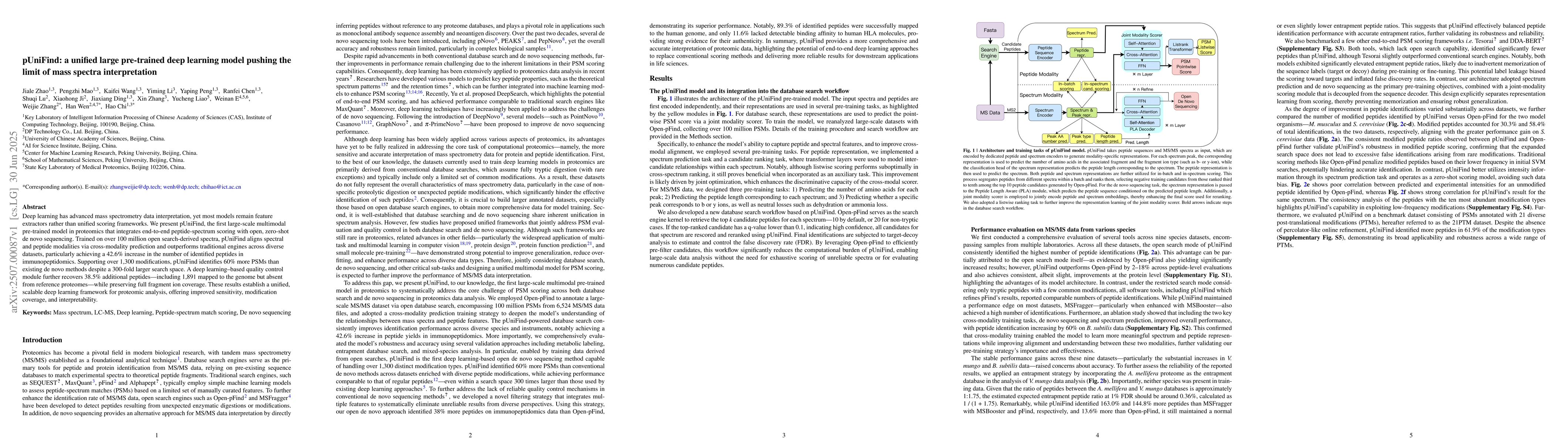 Thumbnail for pUniFind: a unified large pre-trained deep learning model pushing the
  limit of mass spectra interpretation