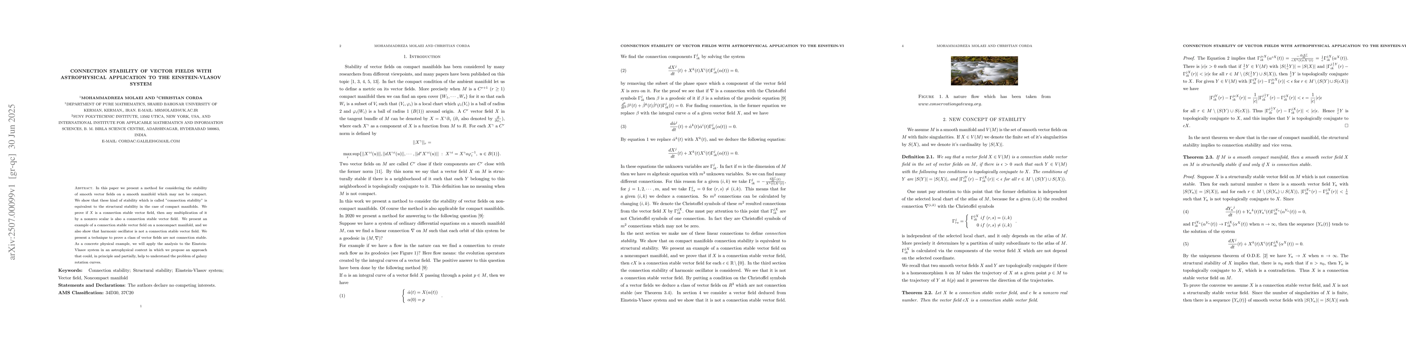 Thumbnail for Connection stability of vector fields with astrophysical application to
  the Einstein-Vlasov system
