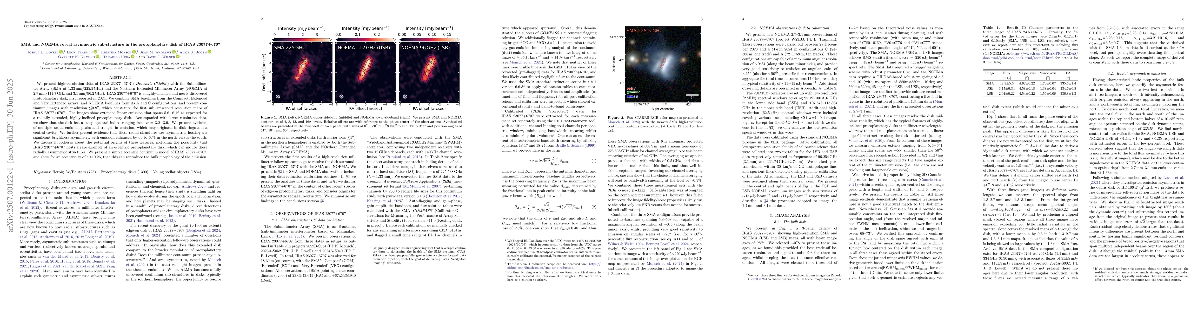 Thumbnail for SMA and NOEMA reveal asymmetric sub-structure in the protoplanetary disk
  of IRAS23077+6707