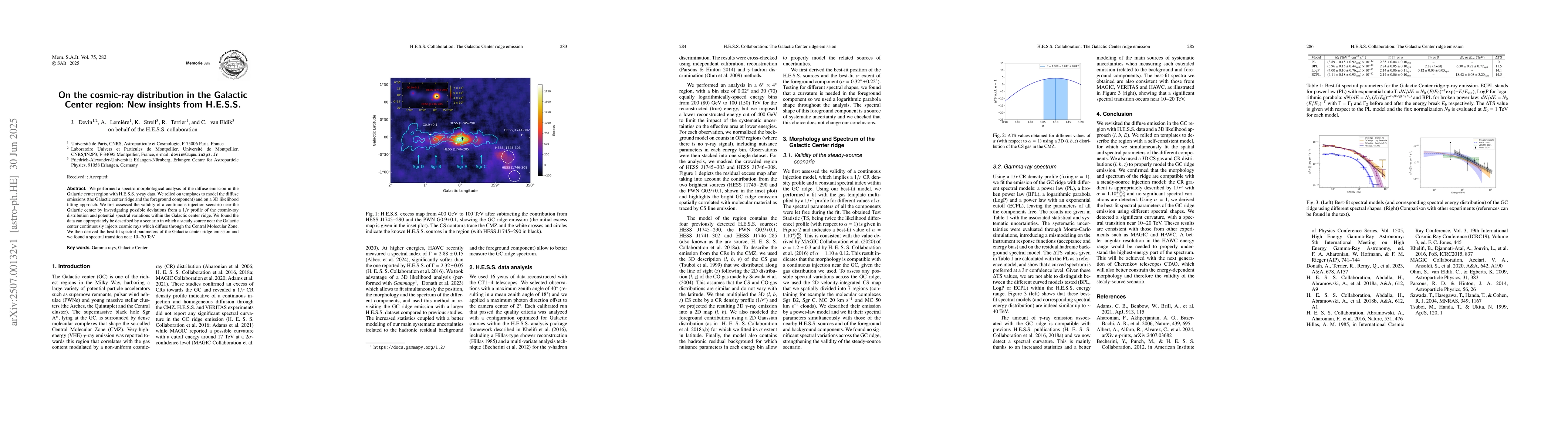 Thumbnail for On the cosmic-ray distribution in the Galactic Center region: New
  insights from H.E.S.S