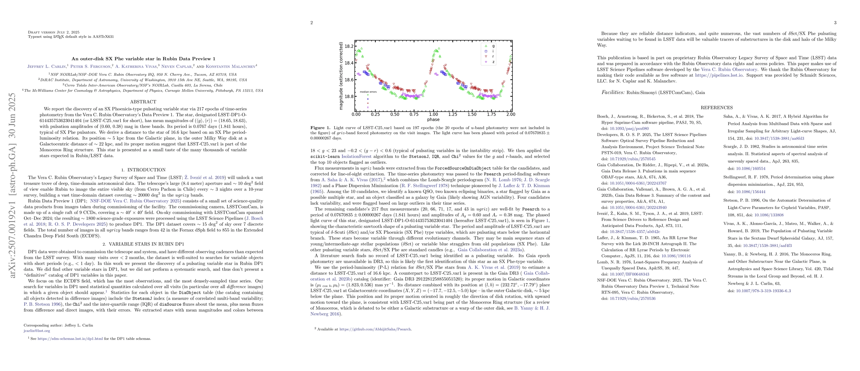 Thumbnail for An outer-disk SX Phe variable star in Rubin Data Preview 1