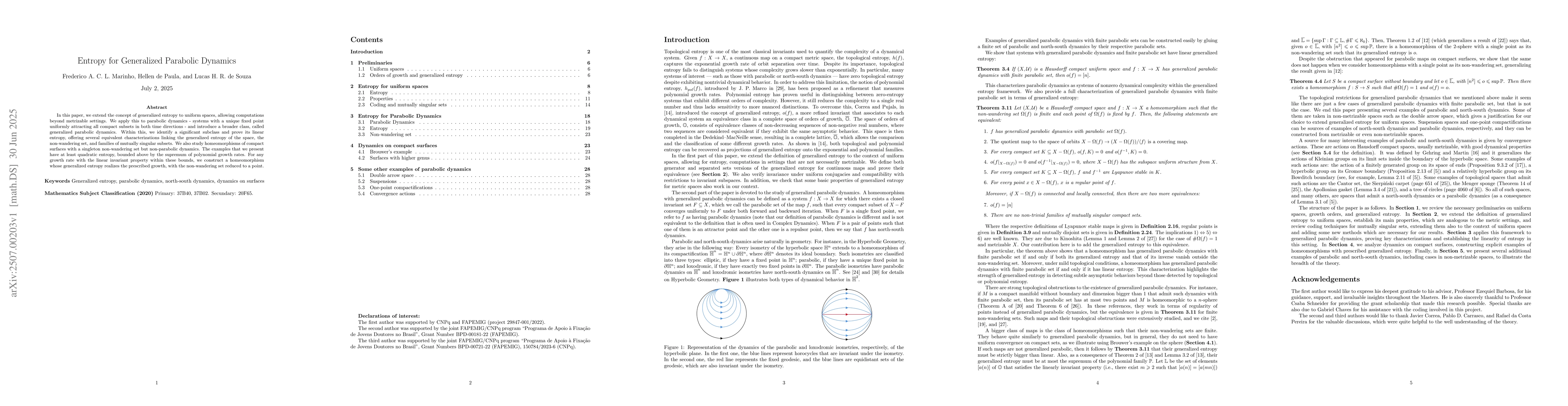 Thumbnail for Entropy for Generalized Parabolic Dynamics