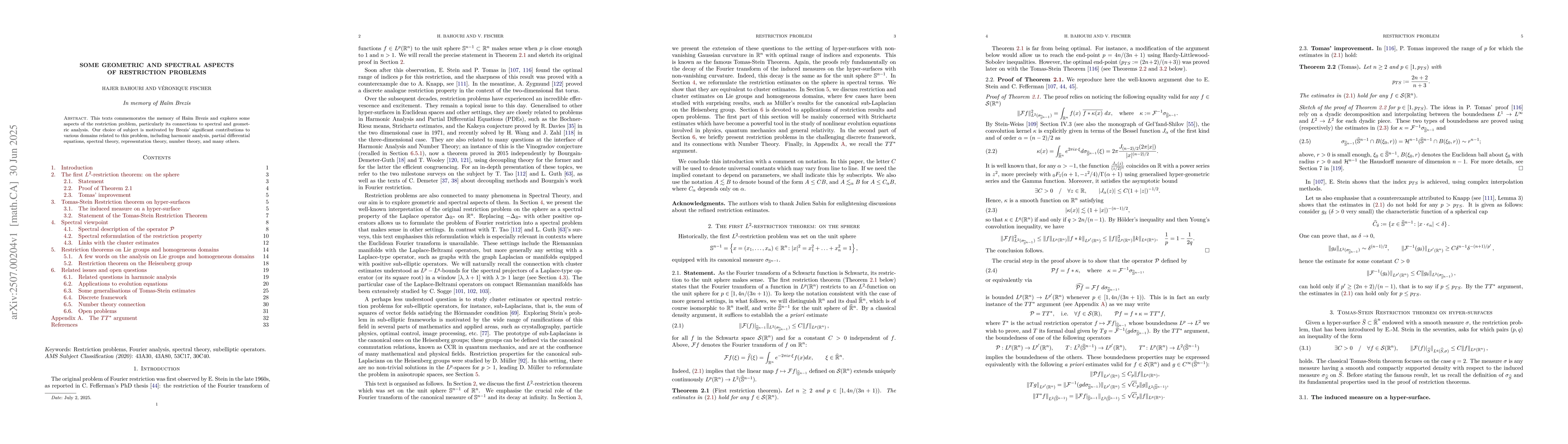 Thumbnail for Some geometric and spectral aspects of restriction problems