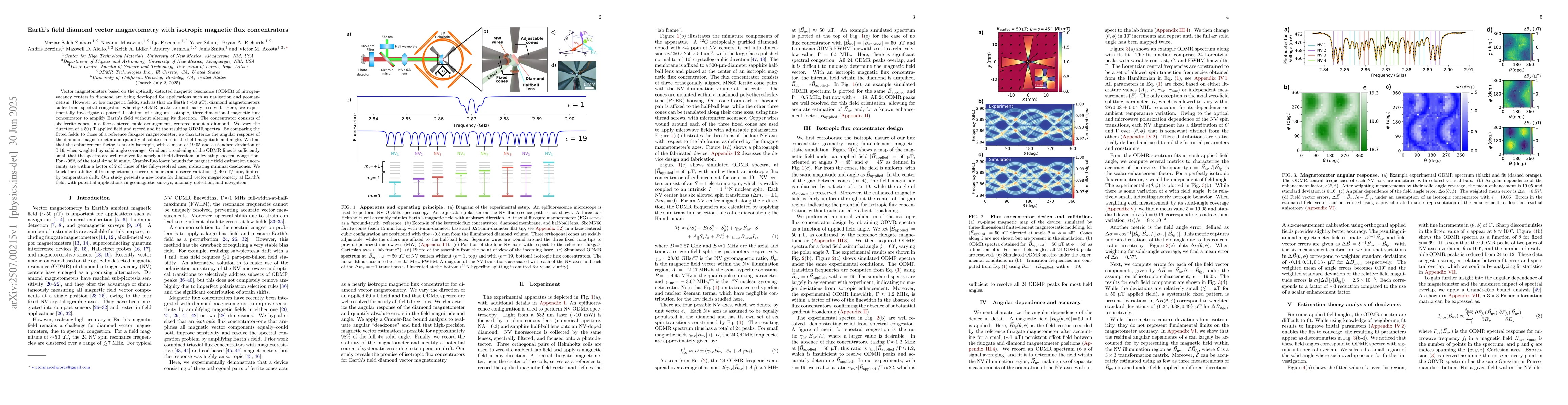 Thumbnail for Earth's field diamond vector magnetometry with isotropic magnetic flux
  concentrators