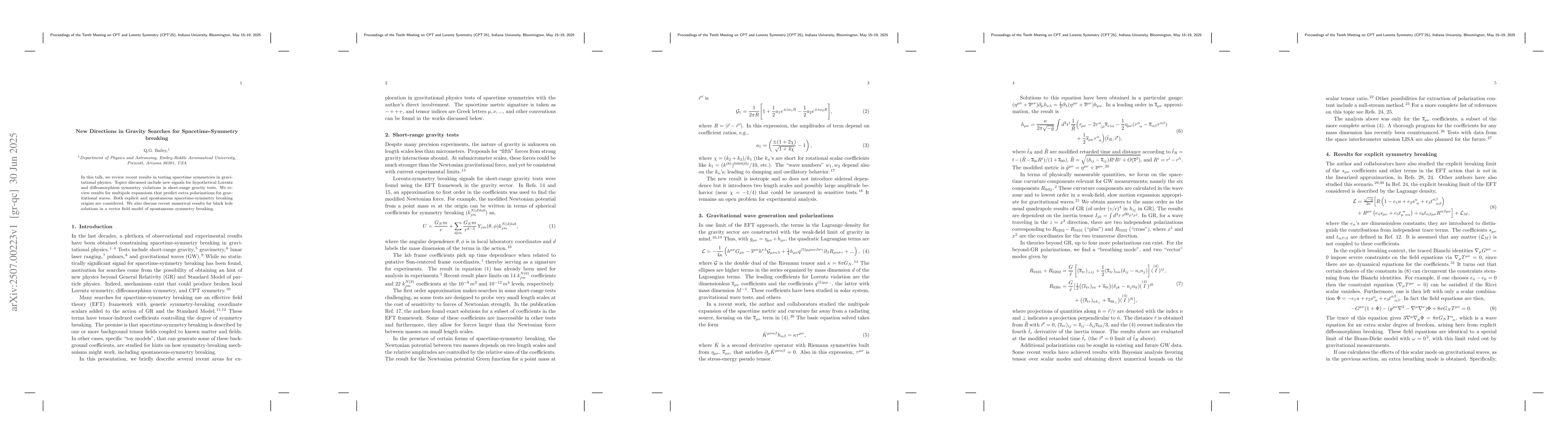 Thumbnail for New Directions in Gravity Searches for Spacetime-Symmetry breaking