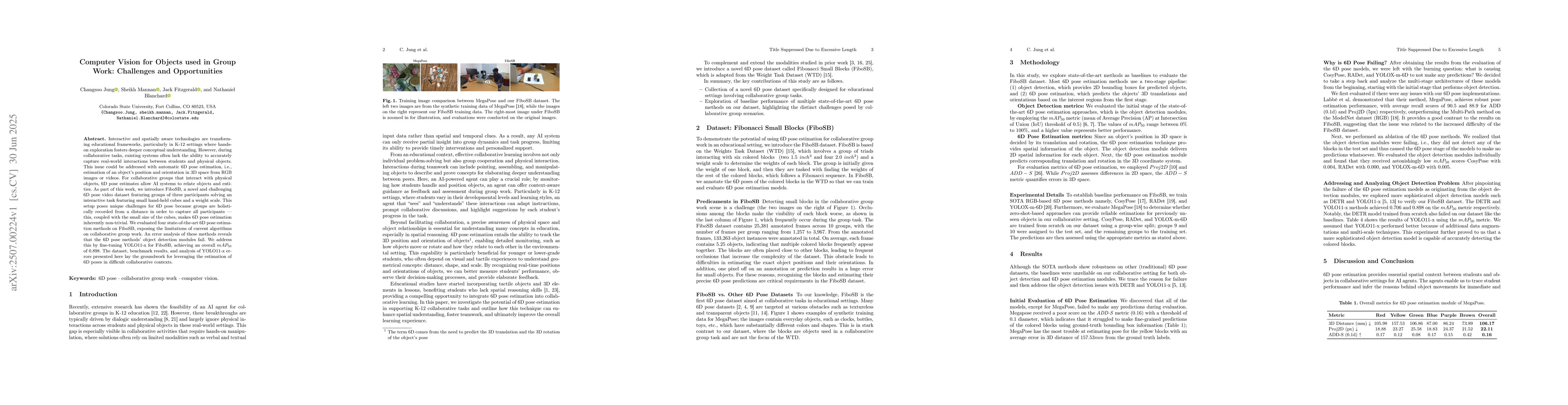 Thumbnail for Computer Vision for Objects used in Group Work: Challenges and
  Opportunities