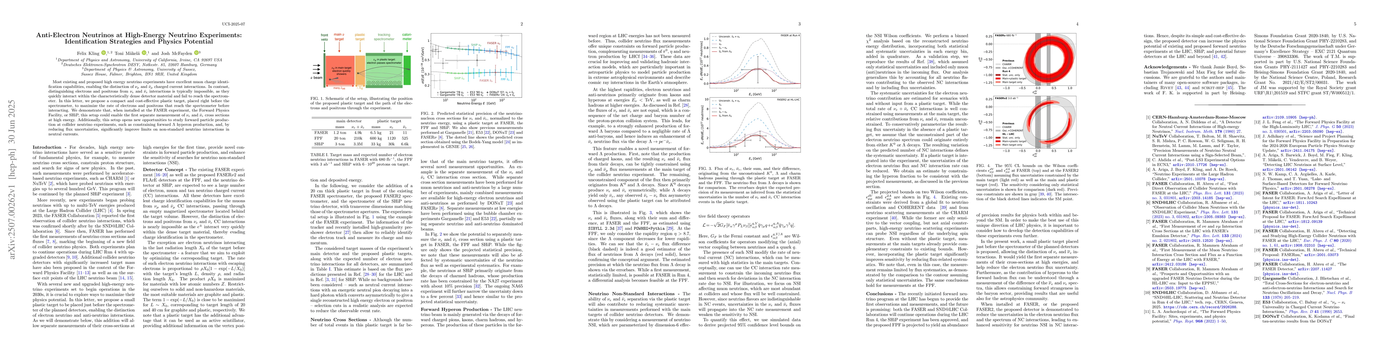 Thumbnail for Anti-Electron Neutrinos at High-Energy Neutrino Experiments:
  Identification Strategies and Physics Potential