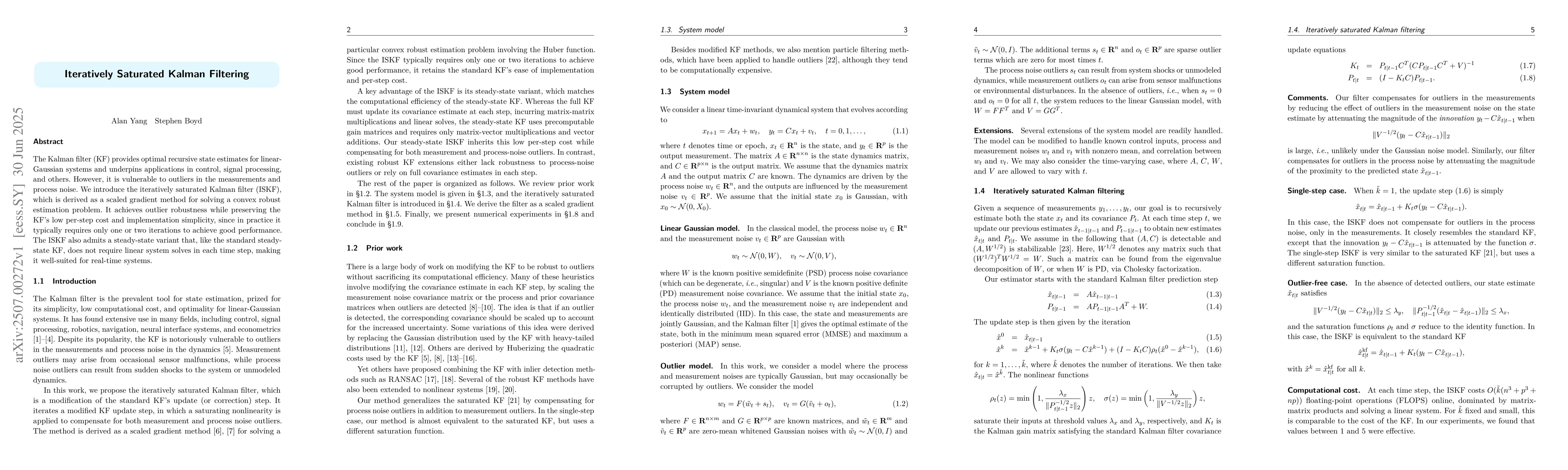 Thumbnail for Iteratively Saturated Kalman Filtering