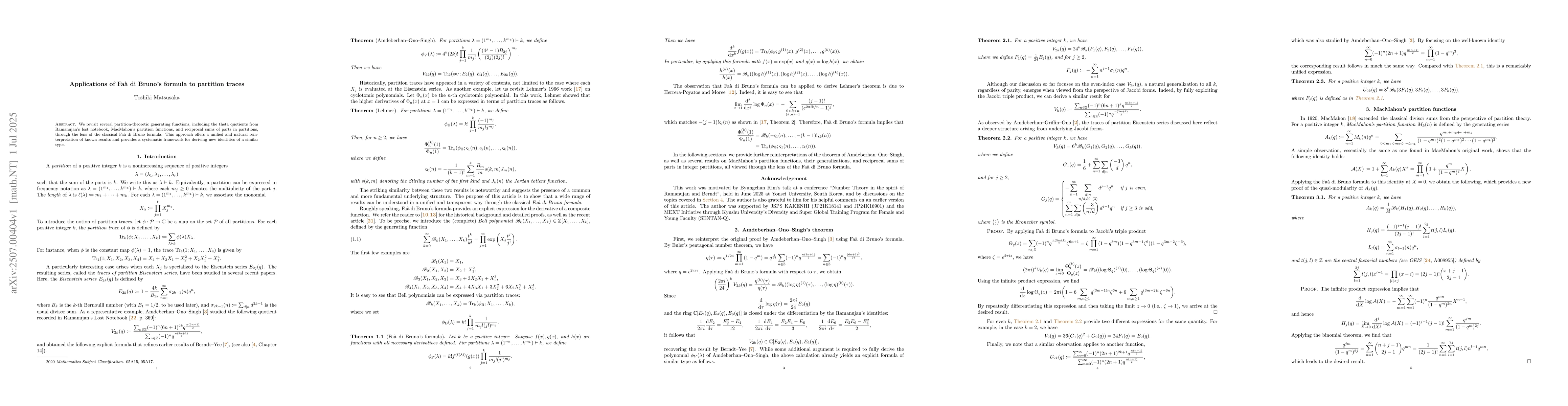 Thumbnail for Applications of Faà di Bruno's formula to partition traces