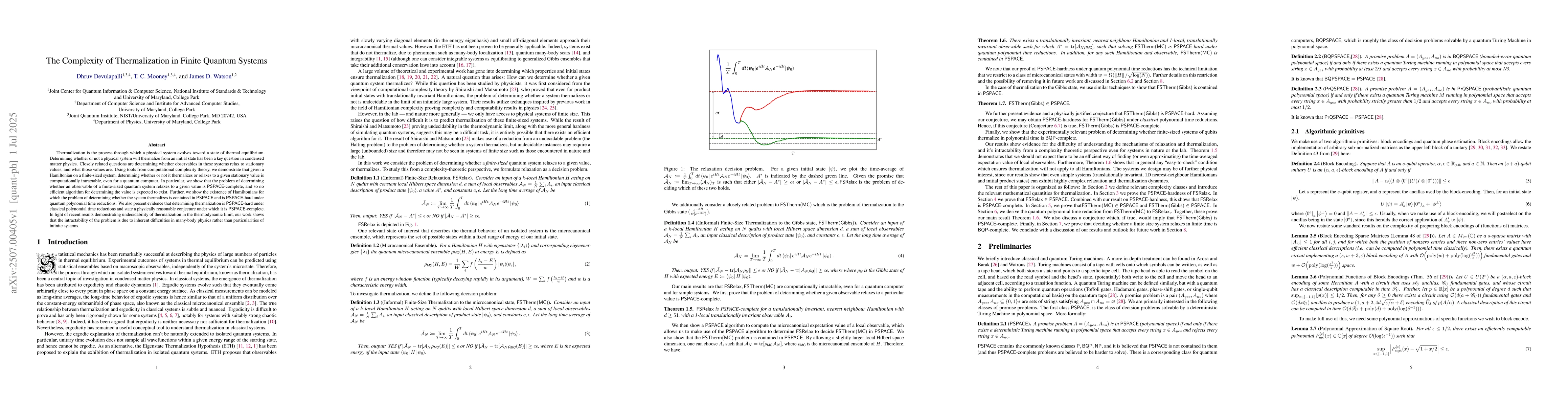 Thumbnail for The Complexity of Thermalization in Finite Quantum Systems