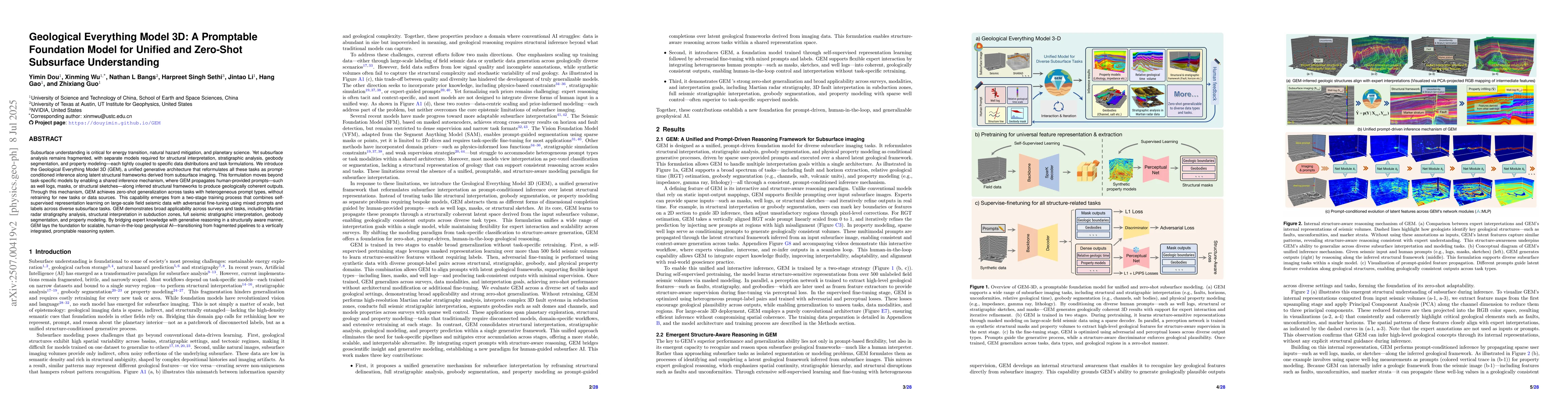 Thumbnail for Geological Everything Model 3D: A Promptable Foundation Model for
  Unified and Zero-Shot Subsurface Understanding