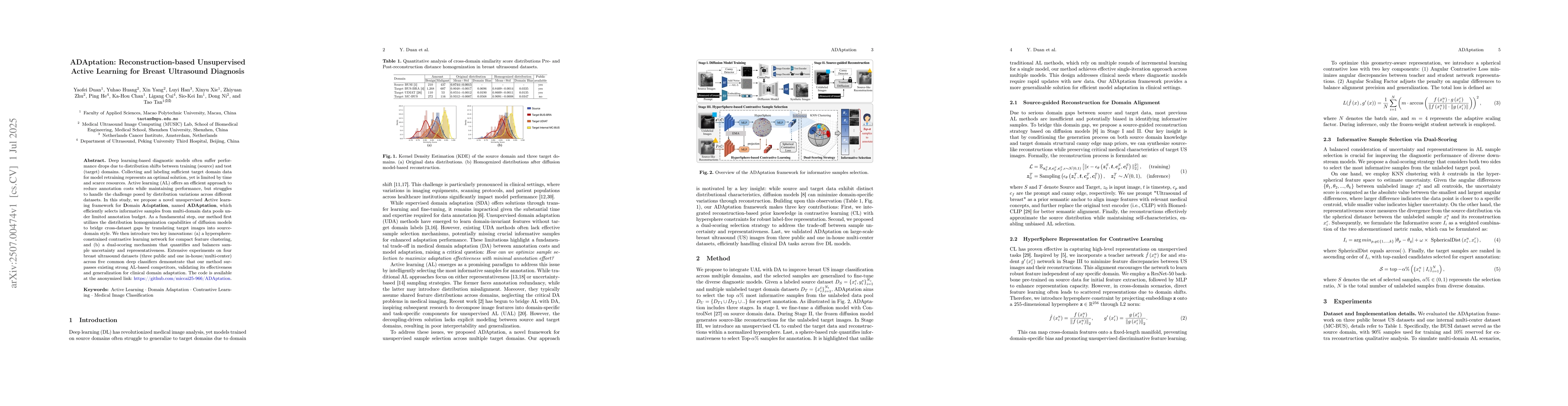 Thumbnail for ADAptation: Reconstruction-based Unsupervised Active Learning for Breast
  Ultrasound Diagnosis