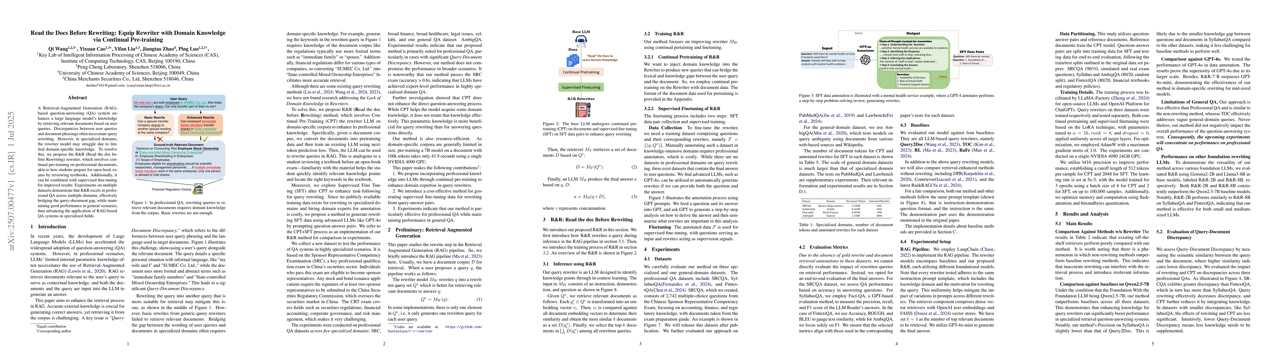 Thumbnail for Read the Docs Before Rewriting: Equip Rewriter with Domain Knowledge via
  Continual Pre-training