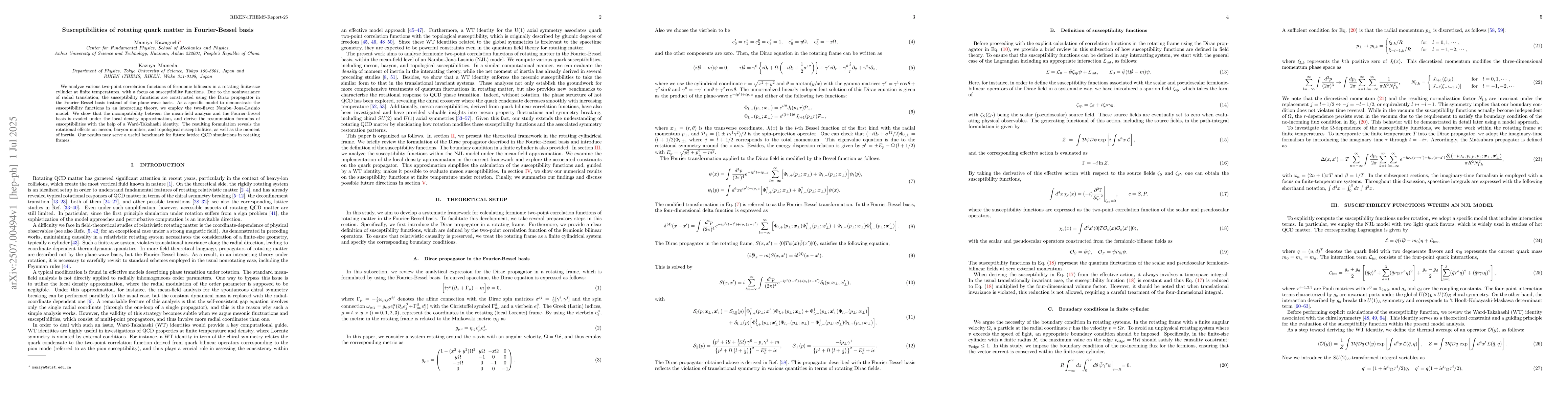 Thumbnail for Susceptibilities of rotating quark matter in Fourier-Bessel basis
