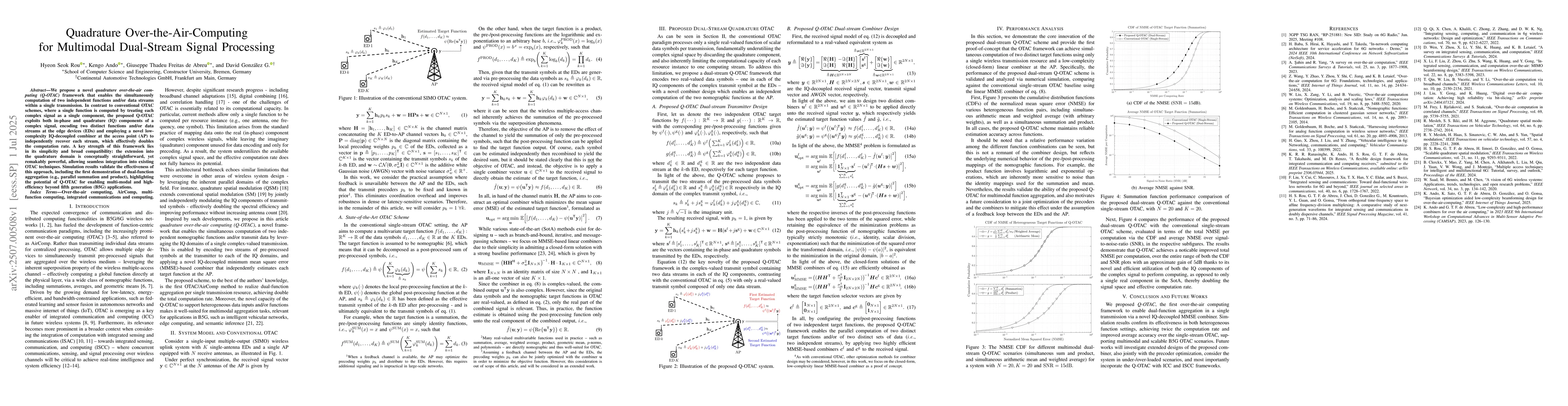 Thumbnail for Quadrature Over-the-Air-Computing for Multimodal Dual-Stream Signal
  Processing