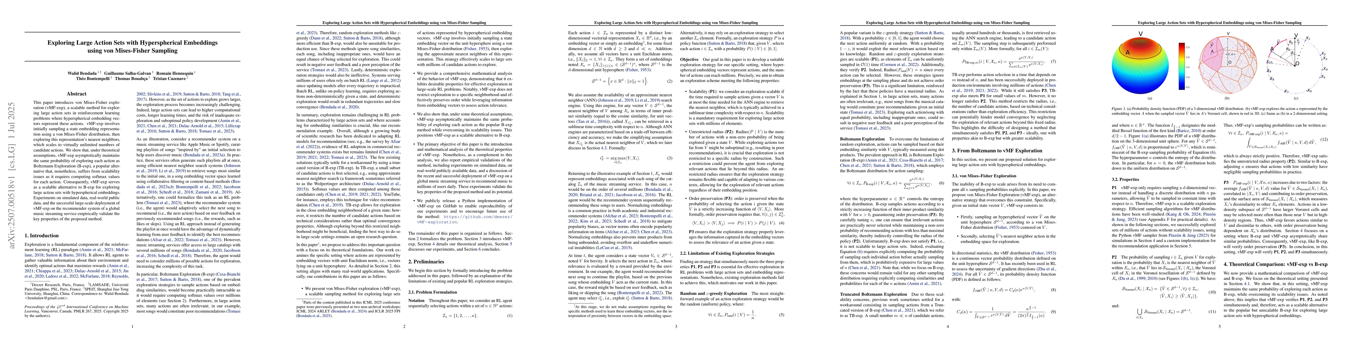 Thumbnail for Exploring Large Action Sets with Hyperspherical Embeddings using von
  Mises-Fisher Sampling