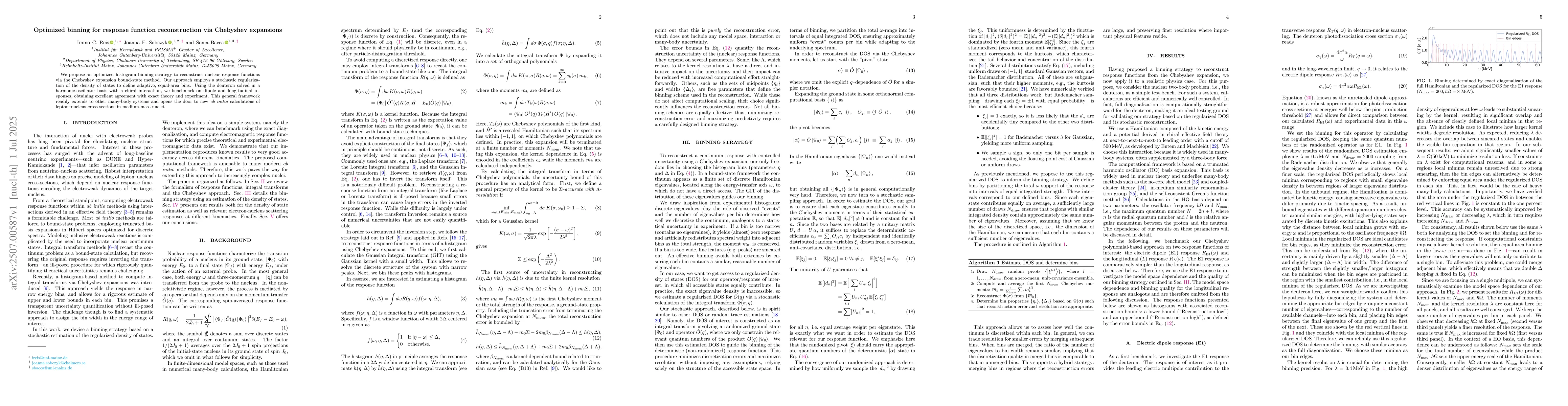 Thumbnail for Optimized binning for response function reconstruction via Chebyshev
  expansions