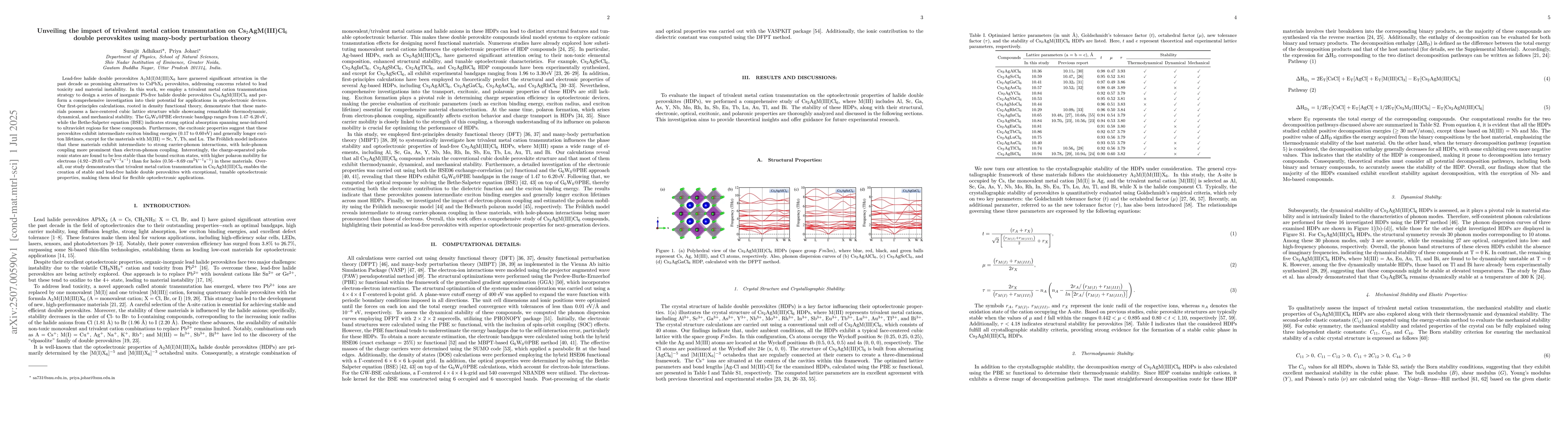 Thumbnail for Unveiling the impact of trivalent metal cation transmutation on
  Cs$_{2}$AgM(III)Cl$_{6}$ double perovskites using many-body perturbation
  theory