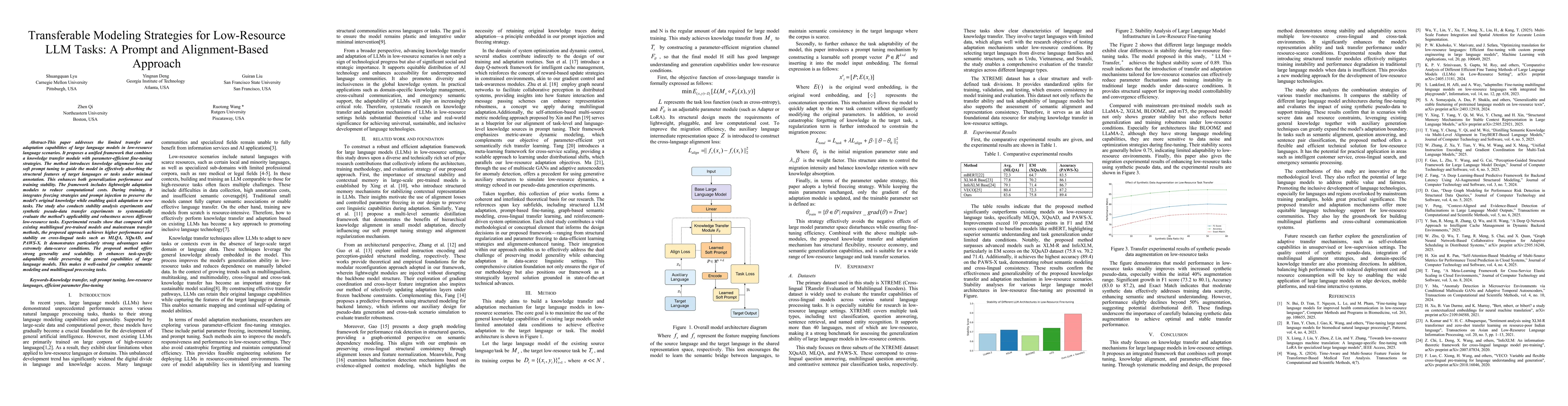 Thumbnail for Transferable Modeling Strategies for Low-Resource LLM Tasks: A Prompt
  and Alignment-Based Approach