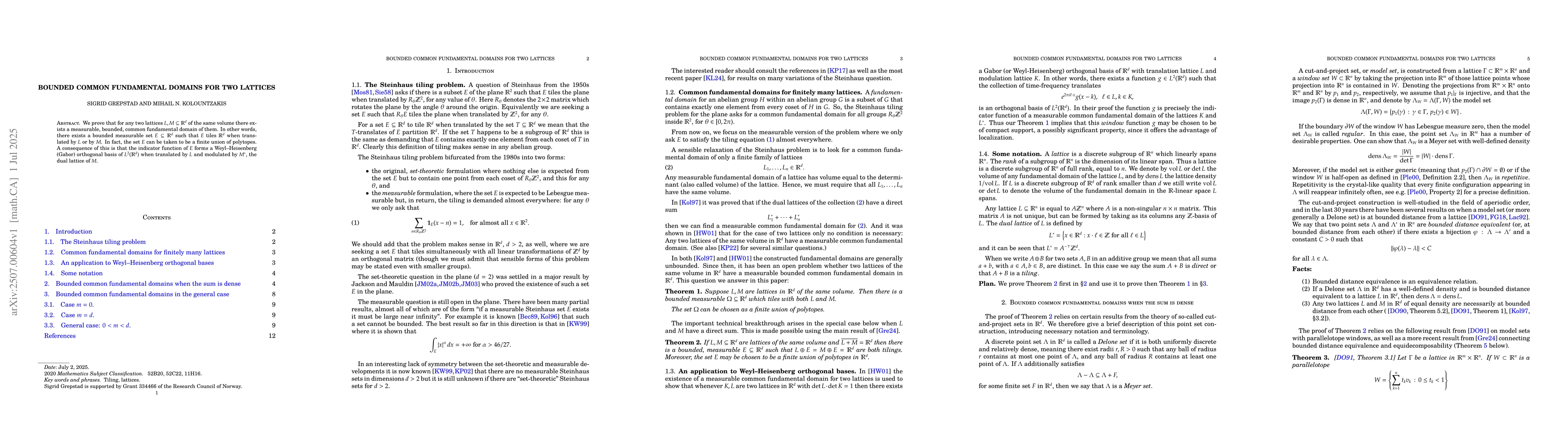 Thumbnail for Bounded common fundamental domains for two lattices