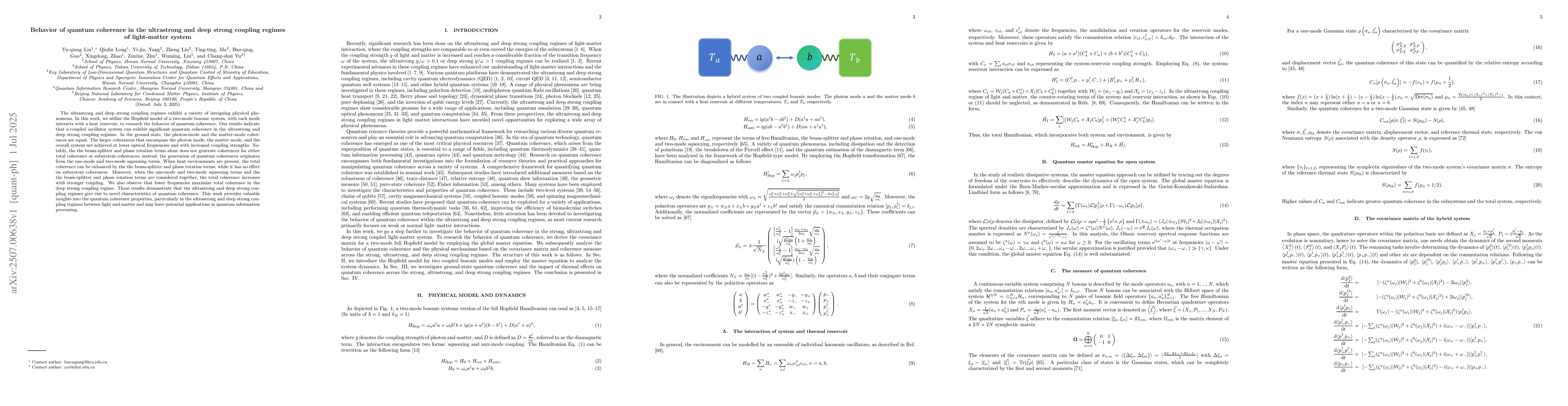 Thumbnail for Behavior of quantum coherence in the ultrastrong and deep strong
  coupling regimes of light-matter system
