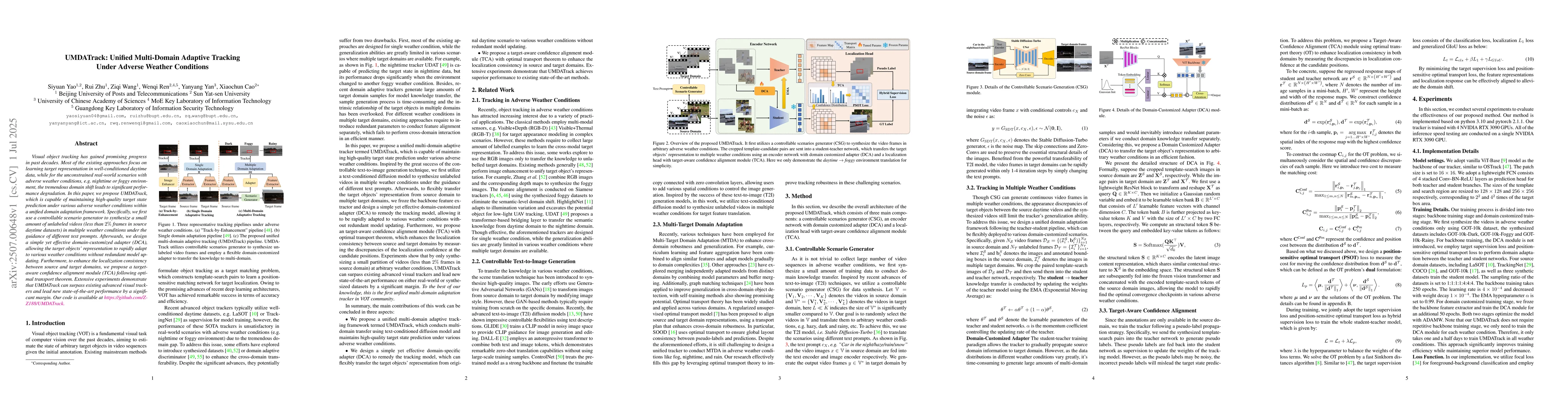 Thumbnail for UMDATrack: Unified Multi-Domain Adaptive Tracking Under Adverse Weather
  Conditions