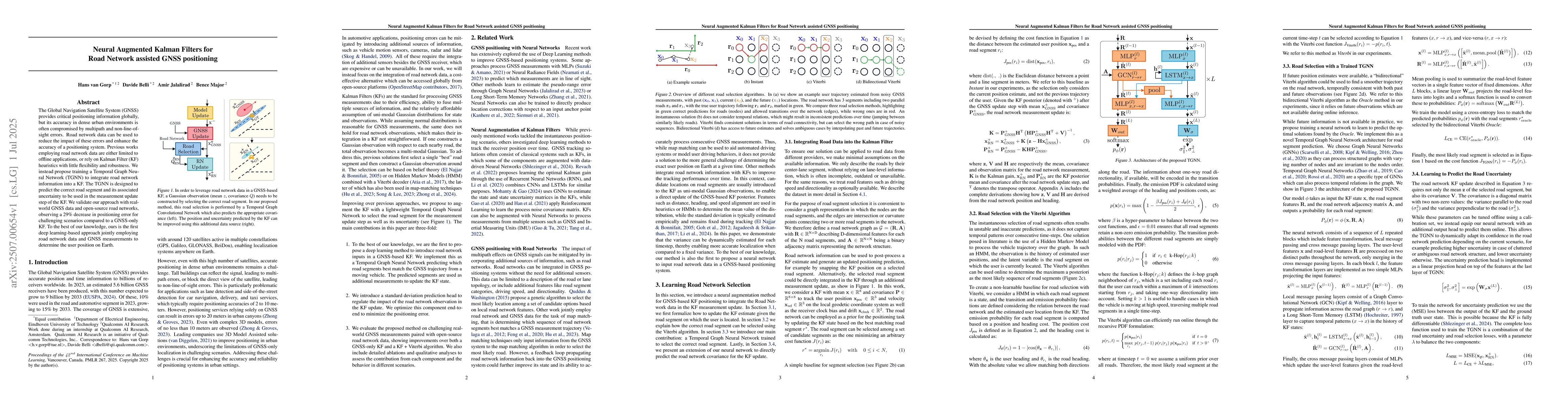 Thumbnail for Neural Augmented Kalman Filters for Road Network assisted GNSS
  positioning