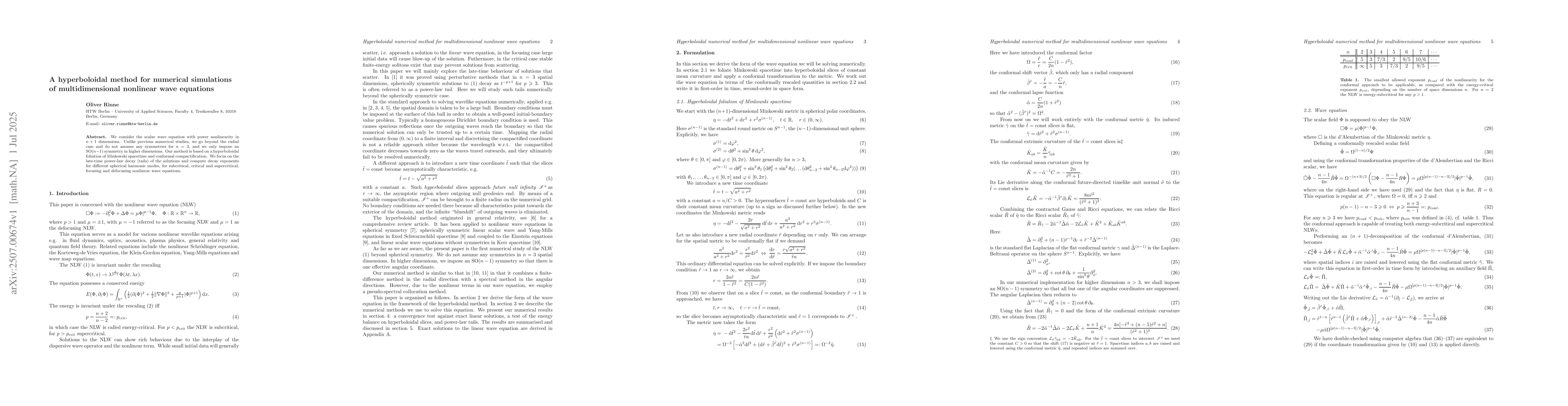 Thumbnail for A hyperboloidal method for numerical simulations of multidimensional
  nonlinear wave equations