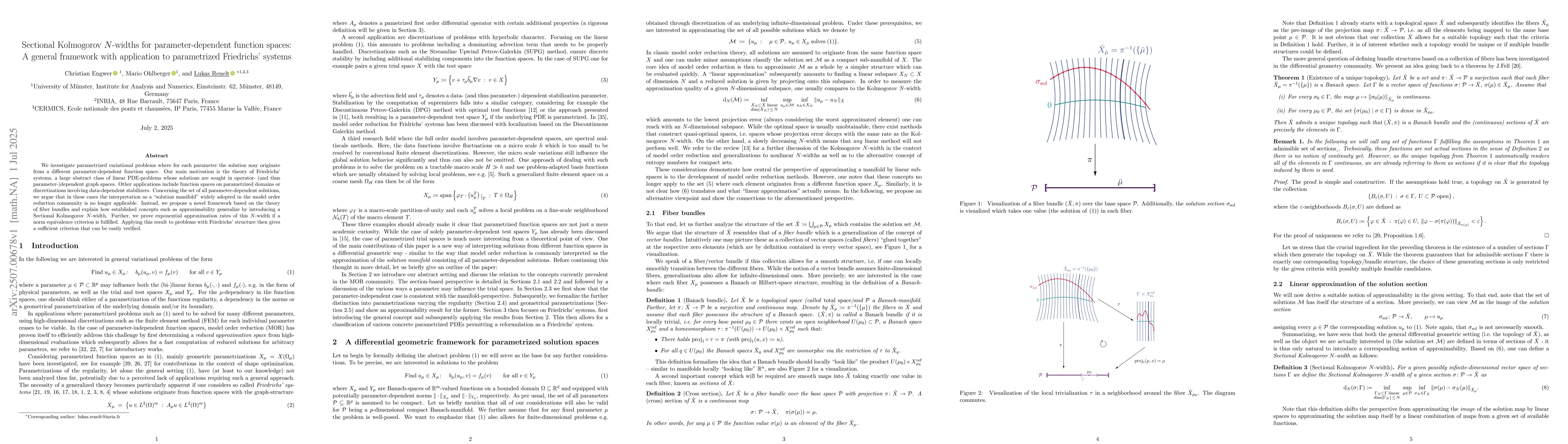 Thumbnail for Sectional Kolmogorov N-widths for parameter-dependent function spaces: A
  general framework with application to parametrized Friedrichs' systems