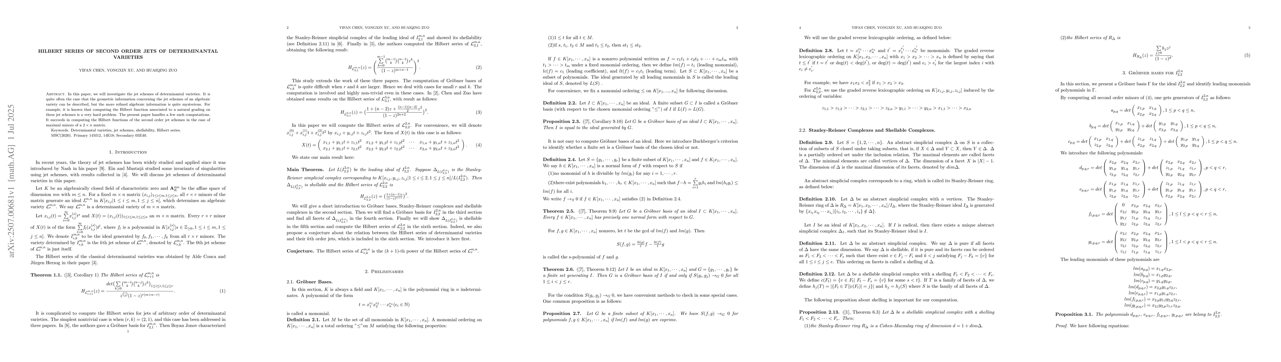 Thumbnail for Hilbert series of second order jets of determinantal varieties
