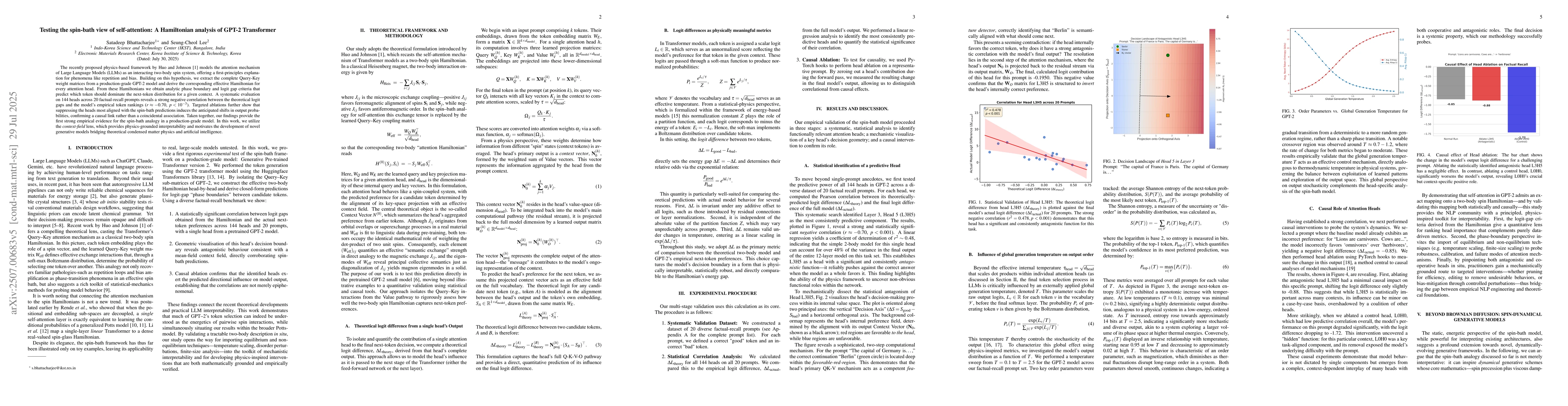 Thumbnail for Testing the spin-bath view of self-attention: A Hamiltonian analysis of
  GPT-2 Transformer