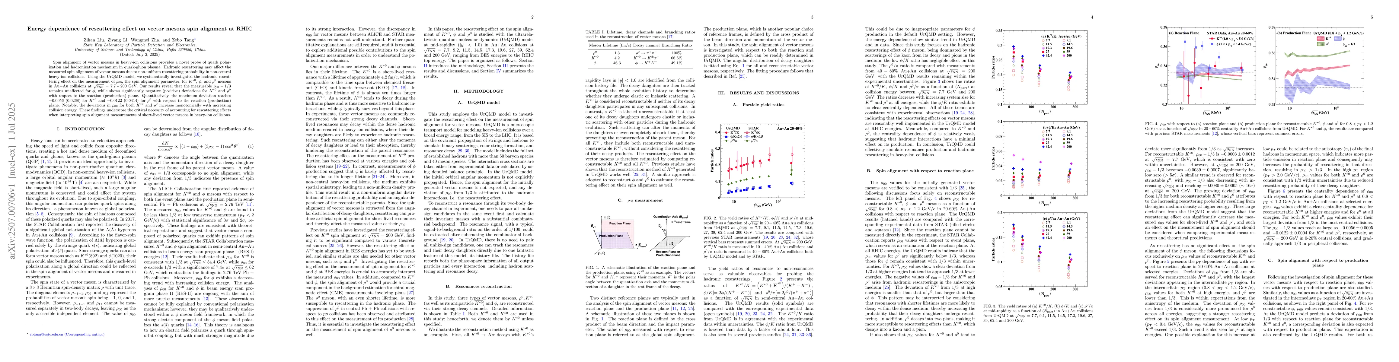 Thumbnail for Energy dependence of rescattering effect on vector mesons spin alignment
  at RHIC