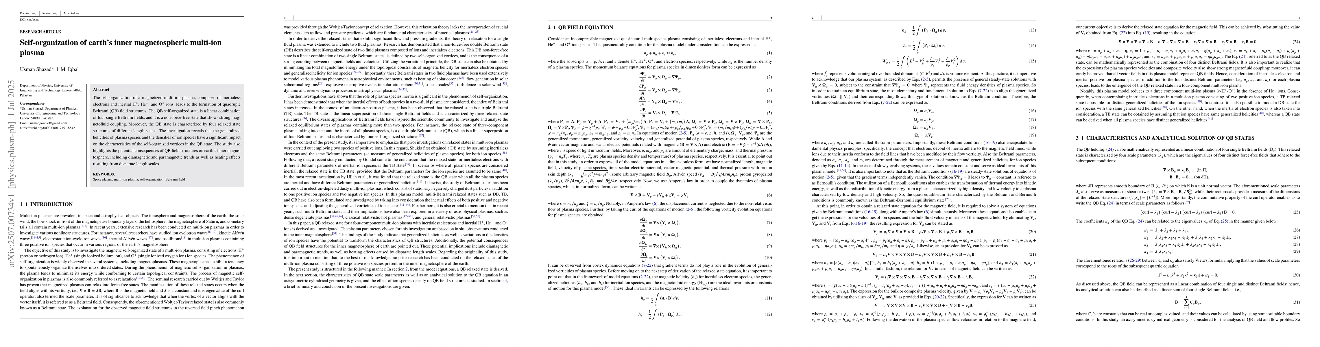 Thumbnail for Self-organization of earth's inner magnetospheric multi-ion plasma