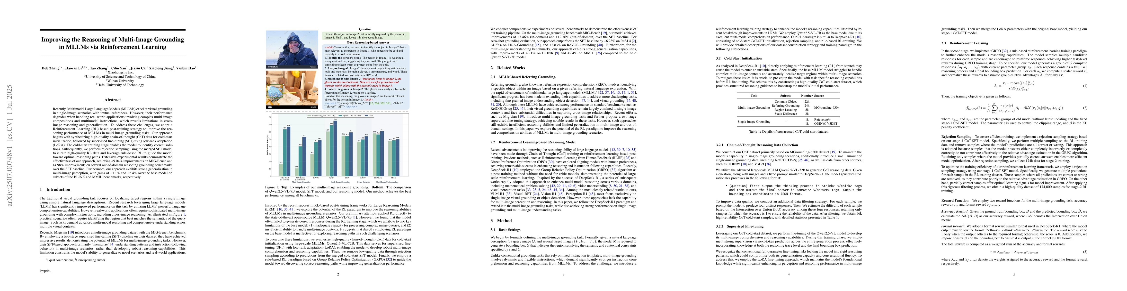 Thumbnail for Improving the Reasoning of Multi-Image Grounding in MLLMs via
  Reinforcement Learning