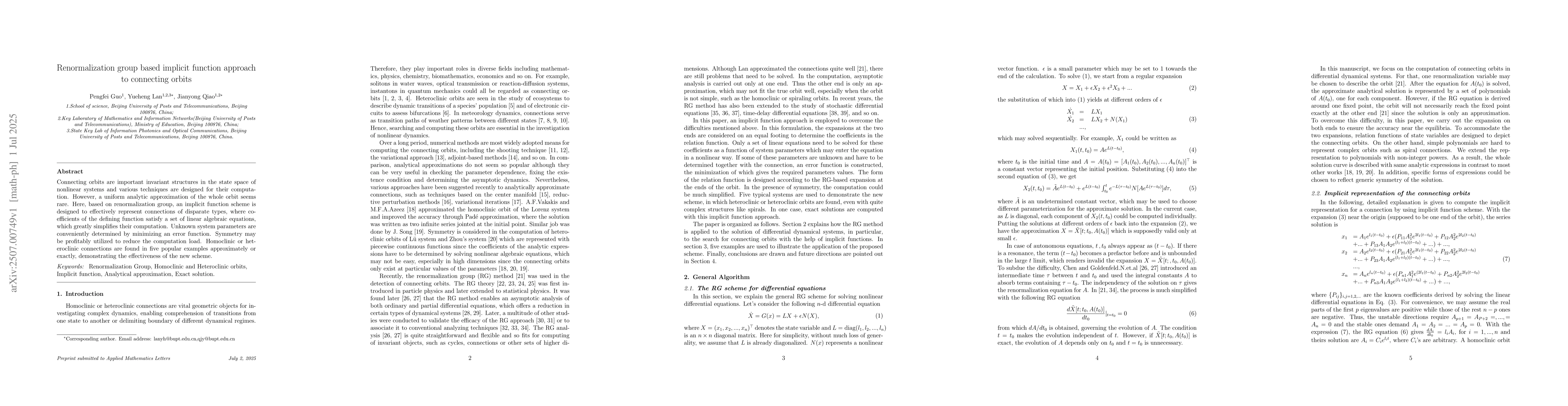 Thumbnail for Renormalization group based implicit function approach to connecting
  orbits