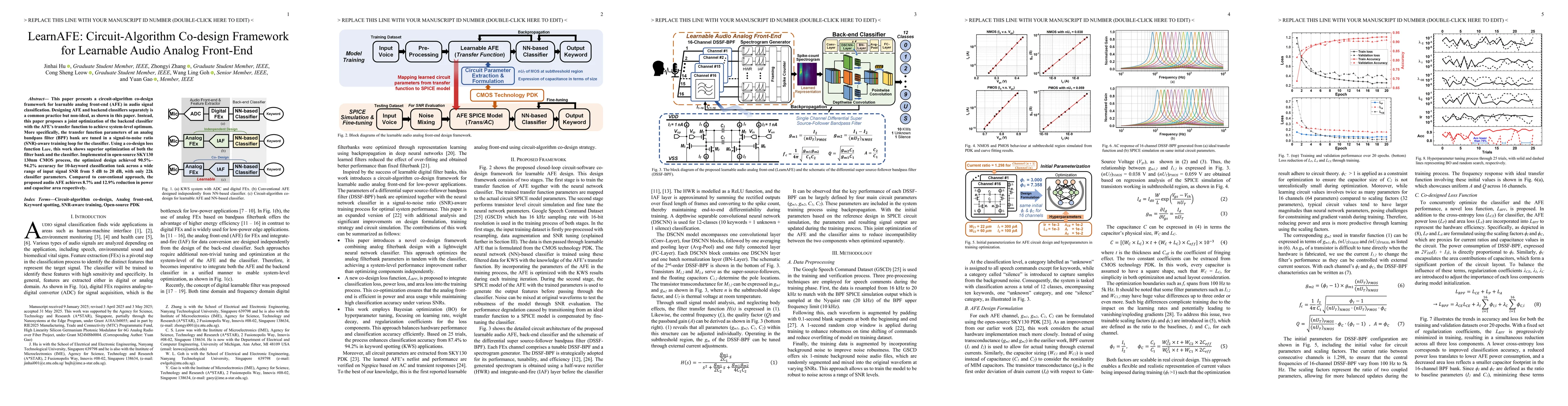 Thumbnail for LearnAFE: Circuit-Algorithm Co-design Framework for Learnable Audio
  Analog Front-End