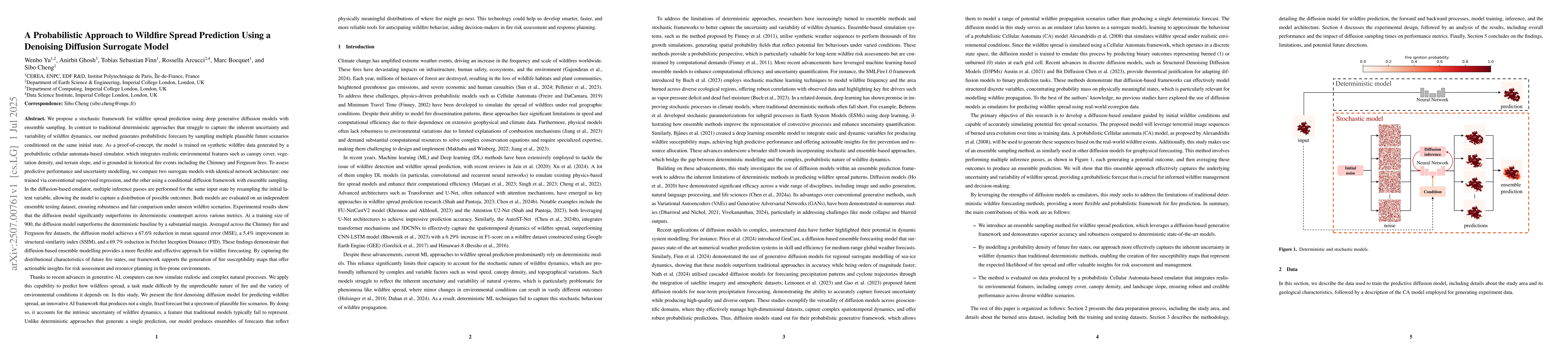 Thumbnail for A Probabilistic Approach to Wildfire Spread Prediction Using a Denoising
  Diffusion Surrogate Model