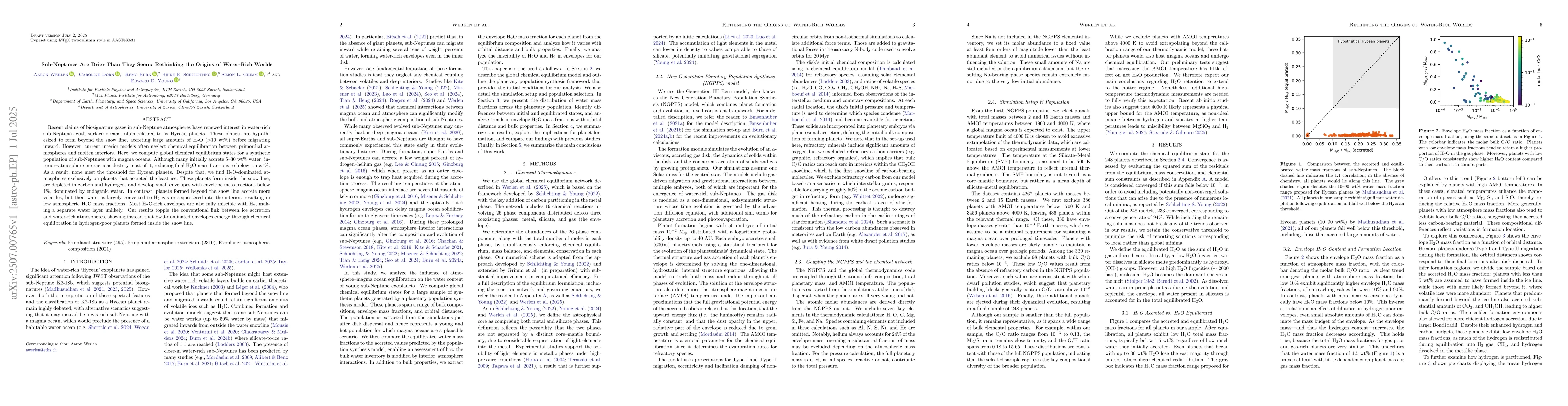 Thumbnail for Sub-Neptunes Are Drier Than They Seem: Rethinking the Origins of
  Water-Rich Worlds