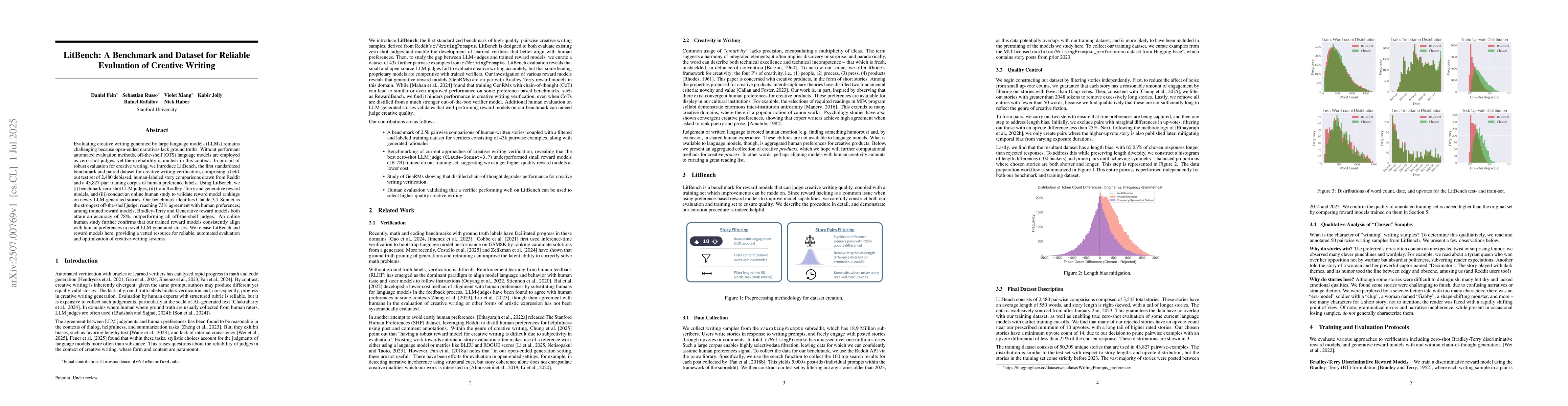 Thumbnail for LitBench: A Benchmark and Dataset for Reliable Evaluation of Creative
  Writing
